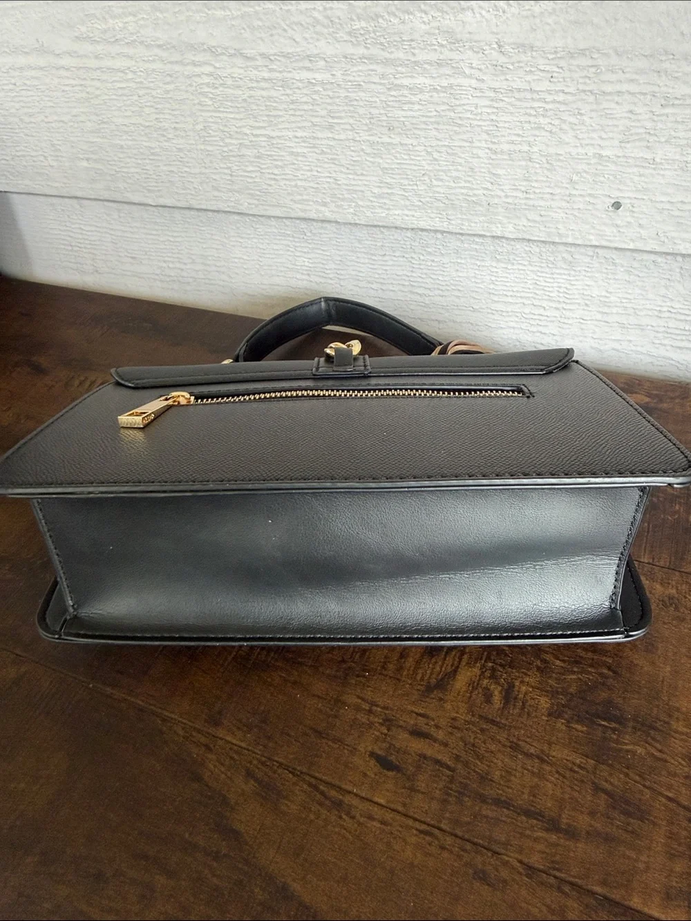 ALDO Black Satchel with Gold Chain and Charm Detail